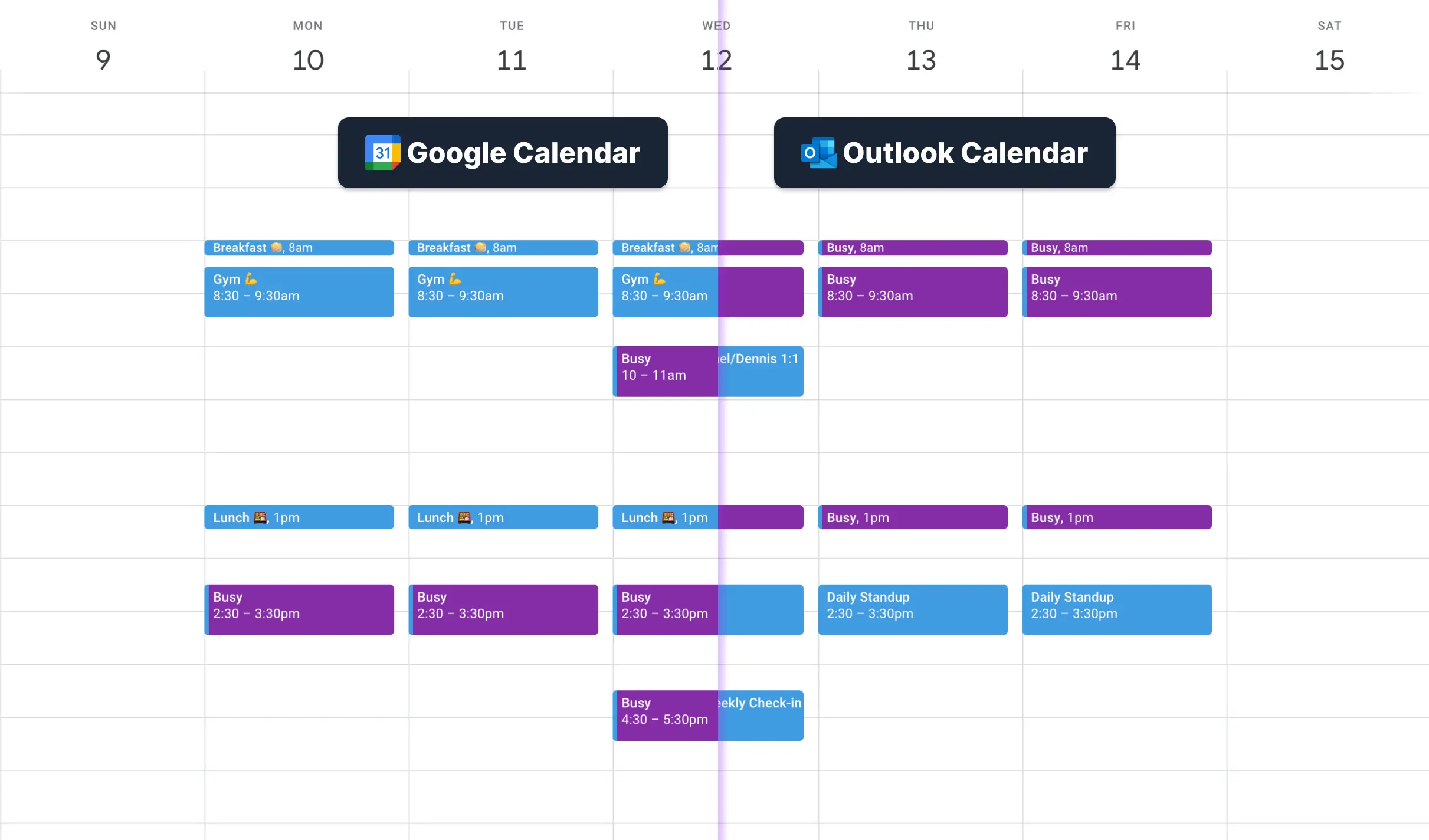 Google and Outlook calendar sync
