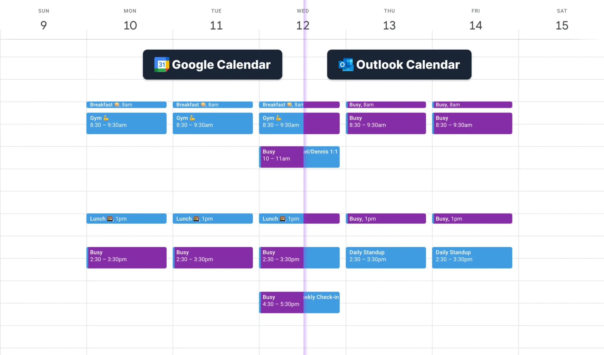 Google and Outlook calendar sync