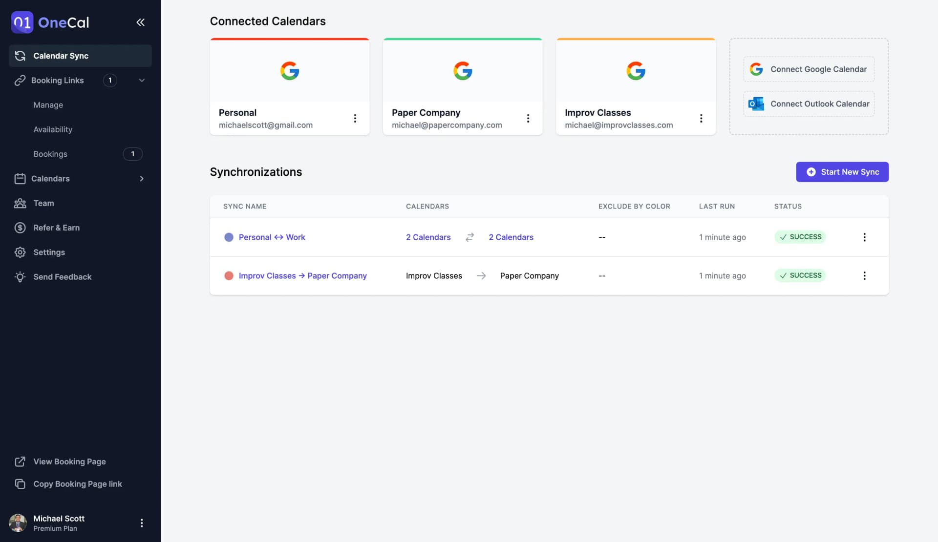 Configure sync user interface