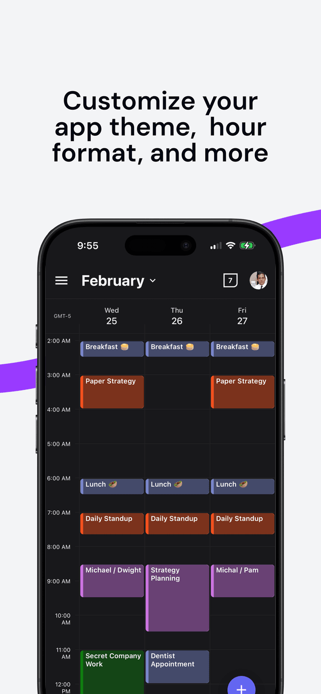 ダークモードのOneCalアプリ