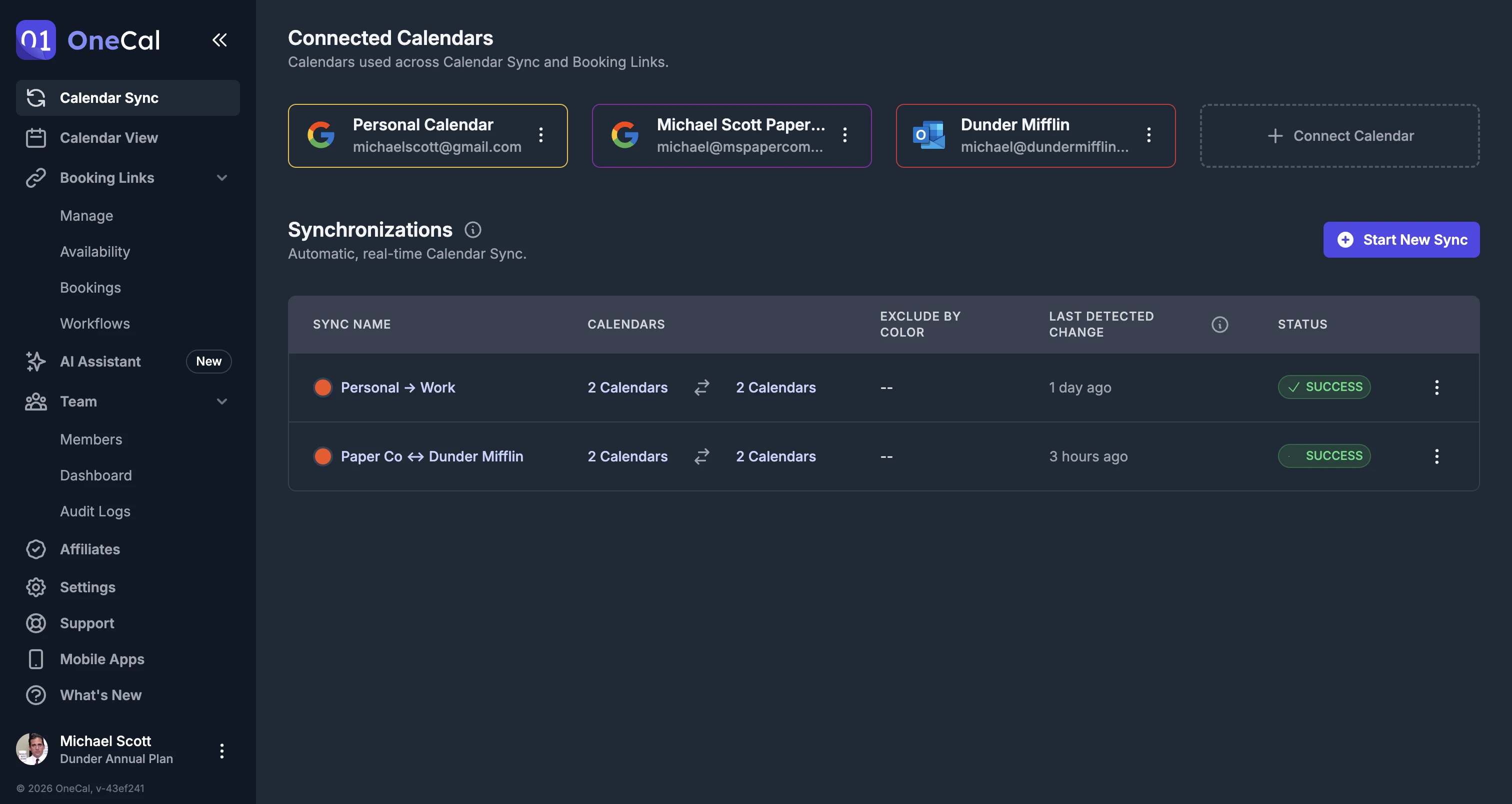 OneCal User Interface