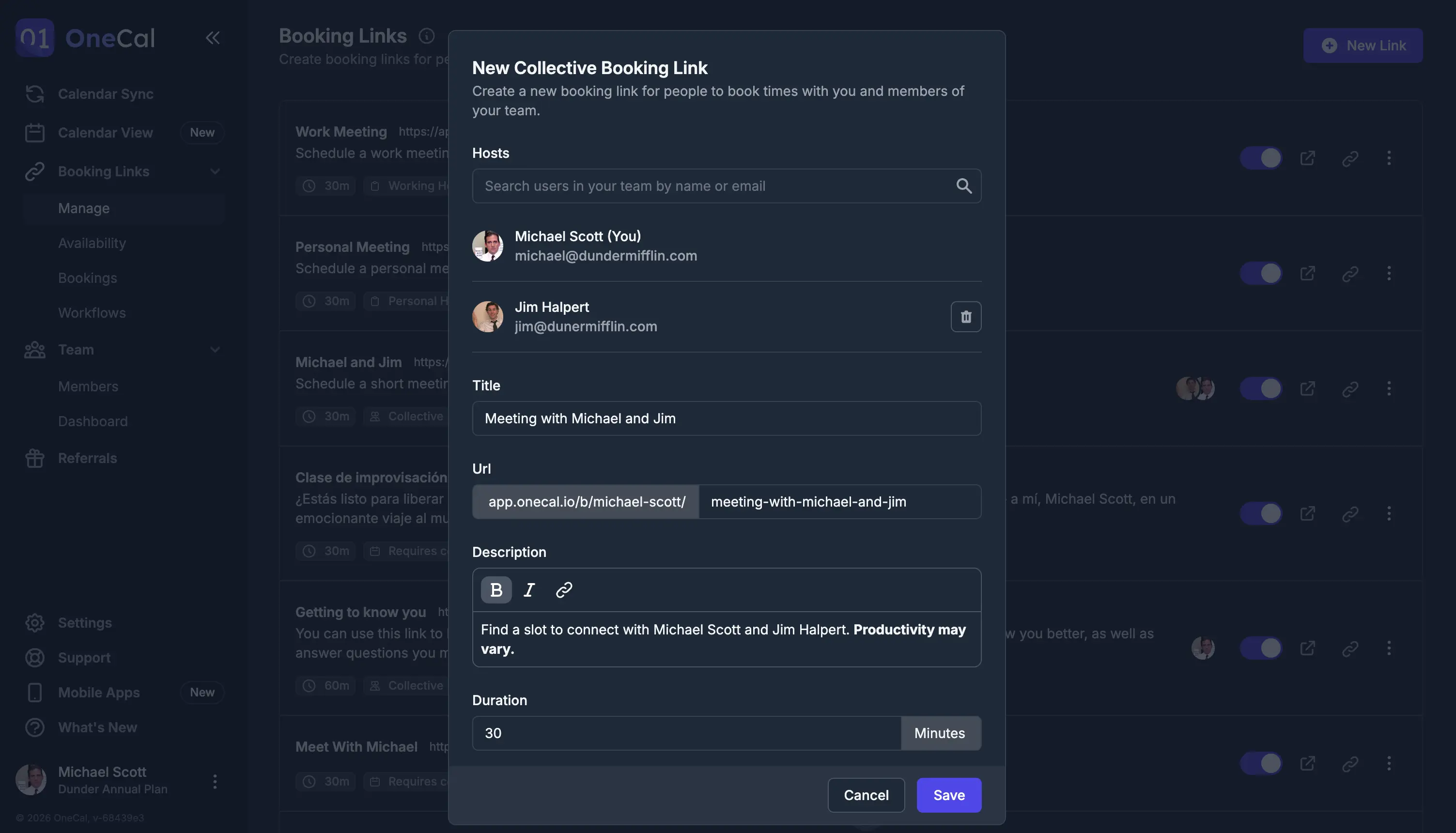 A collective scheduling link with multiple hosts