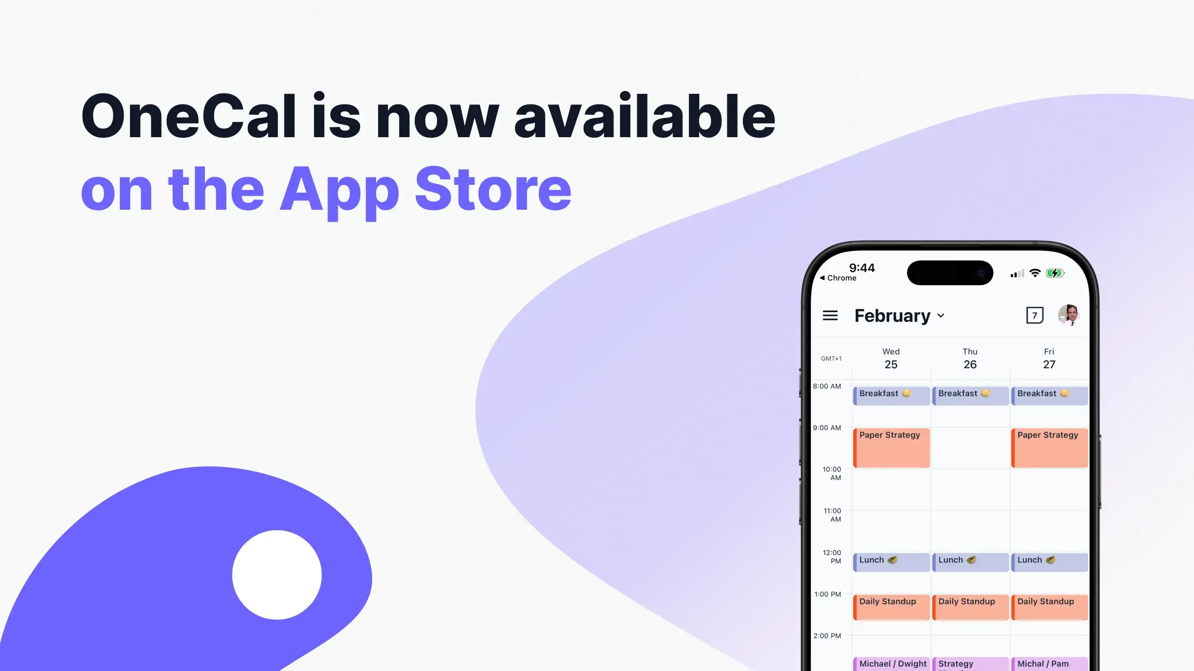 OneCal is now available
on the App Store